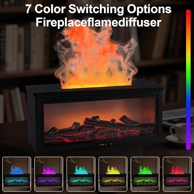 ** #1 BEST SELLING ** | 7 Colors Essential Oil Fireplace Diffuser